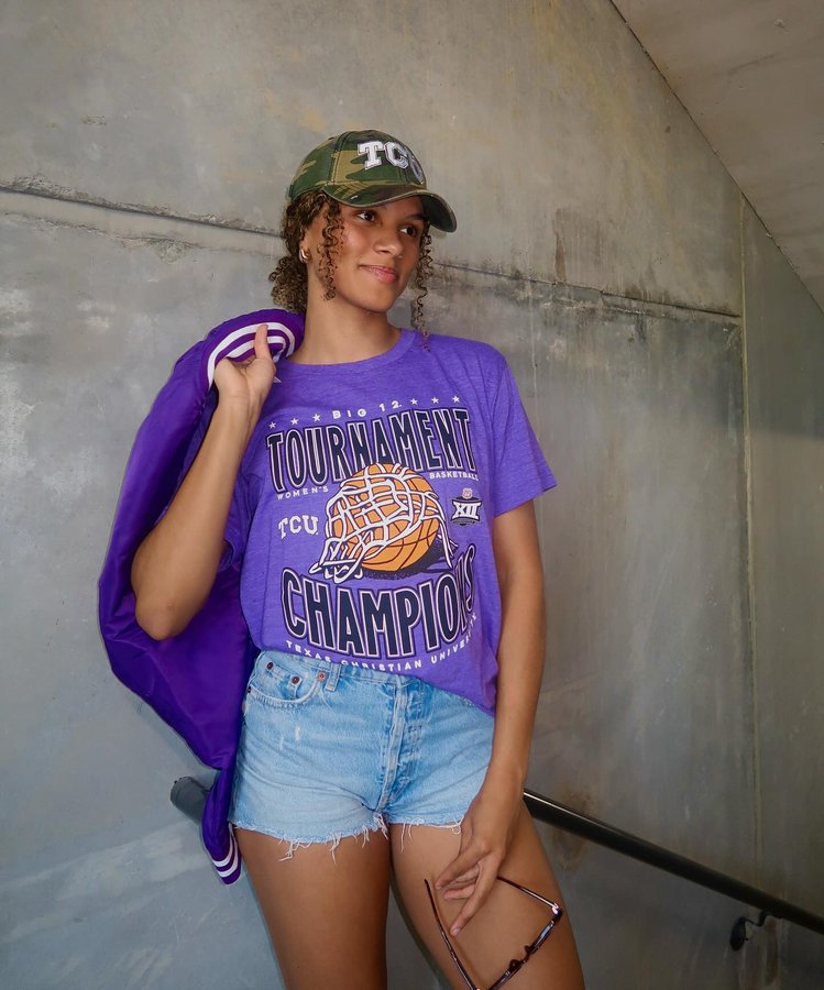 Instagram post by @donovynhunter for Charlie Hustle. Caption reads: Repping @charliehustleco and TCU heading into the....