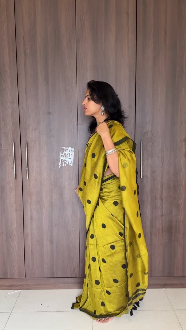 Instagram post by @kaithari_studio for MINISO. Caption reads: Wearing soft cotton saree from @kaithari_studio .....
