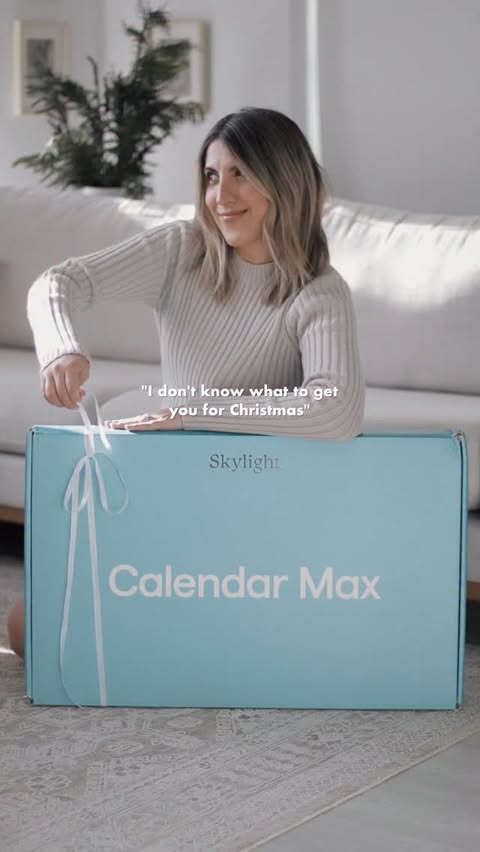 Instagram post by @stephsjolly for Skylight Frame. Caption reads: Unboxing the gift of organization ✨ I’m so excited....