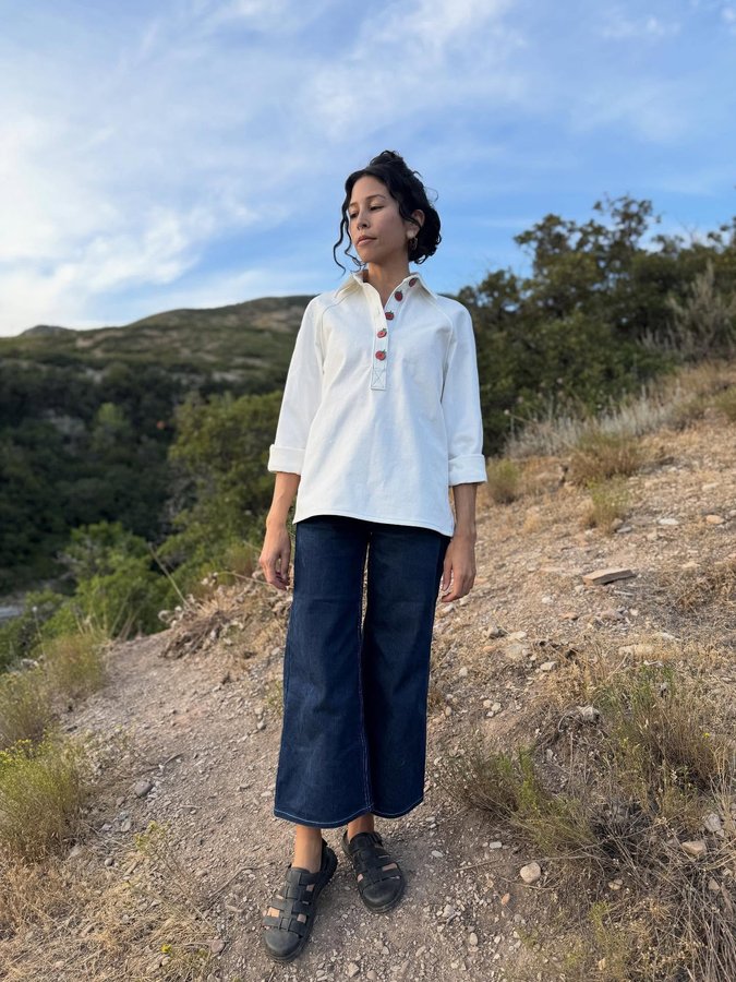 Instagram post by @leila.makes for The Fabric Store. Caption reads: 🌞🍅 tomato grl summer ➡️ tomato grl fall 🍁🍅

i....