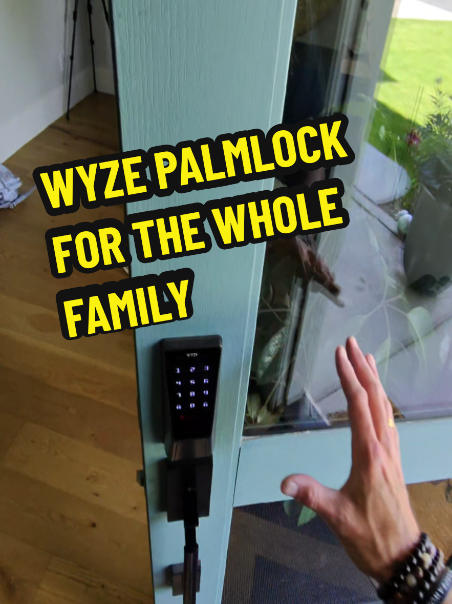 TikTok post by @theghousefam for Wyze. Caption reads: My whole family uses this smart lock!....