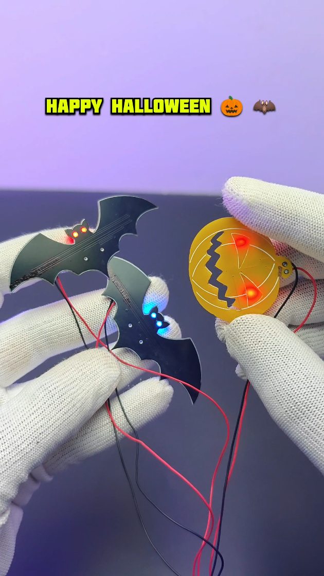 Instagram post by @edison_science_corner for JLCPCB. Caption reads: Halloween pumpkin and bat  PCBs  halloween 🎃👻 🦇....
