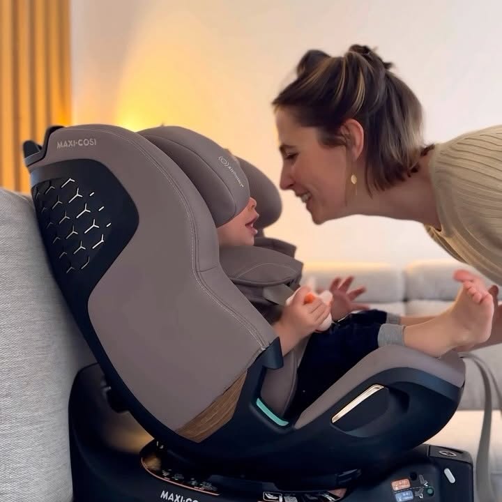 Instagram post by @mamalatte.eu for Maxi-Cosi. Caption reads: 12 years of convenience ➡️ Revolutionary SlideTech....