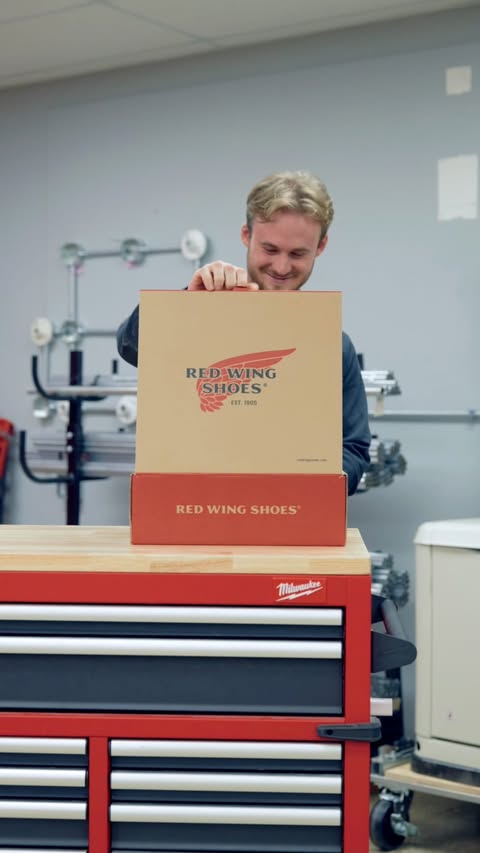 Instagram post by @americanelectrician for Red Wing Shoes. Caption reads: Built on hard work, pride, and showing up for....