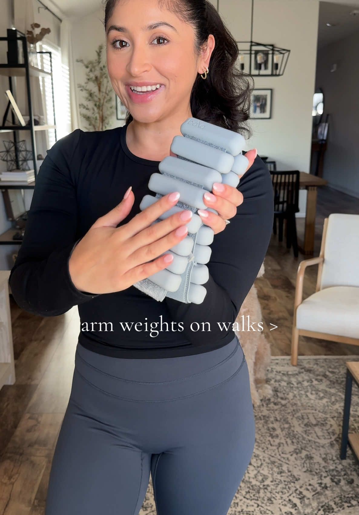 TikTok post by @latteloveforteaching for Bala. Caption reads: spicing up my walks with wrist weights >>....