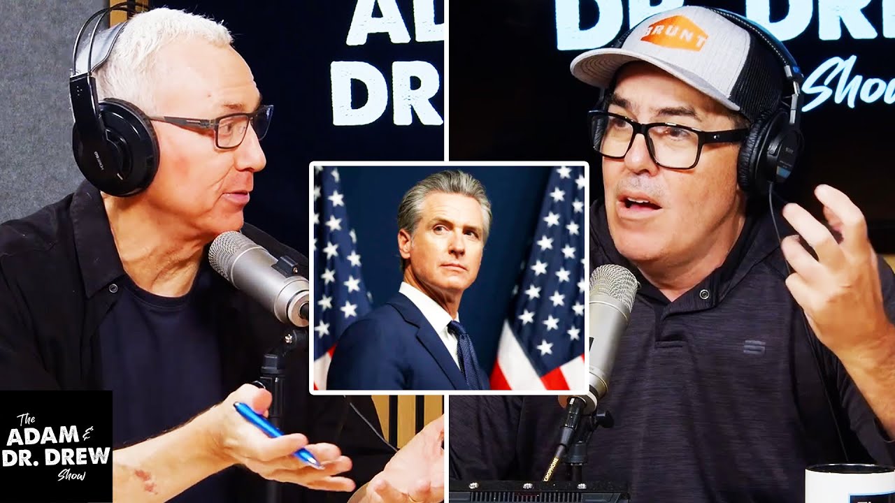 YouTube post by @TheAdamCarollaShow1 for hims. Caption reads: Lyin’ Politicians, COVID Chaos, & the Hoover Dam |....