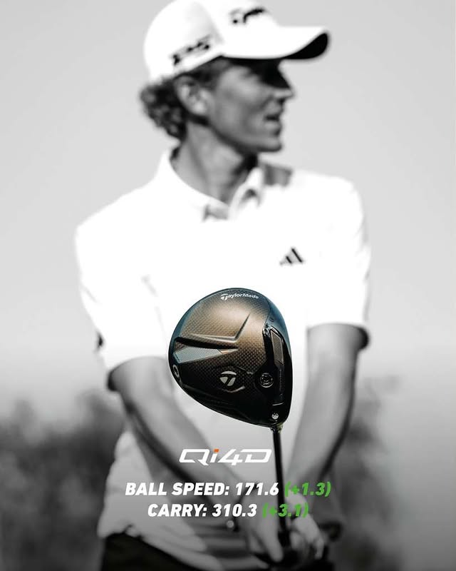 Instagram post by @martincvr_ for TaylorMade Golf. Caption reads: Testing Complete. Excited to put Qi4D in play this....
