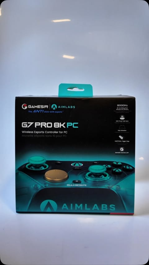 Instagram post by @nugo.zan for GameSir. Caption reads: Level up every game with the GameSir 8K PC Aimlabs....