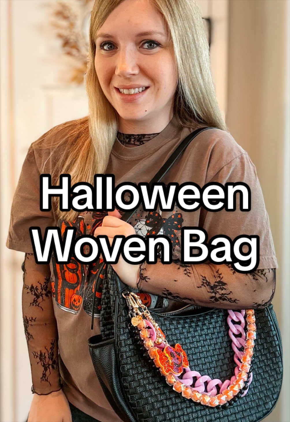 TikTok post by @wildboy_mamax2 for The Gold Blush. Caption reads: Halloween Woven Shoulder Bag 🎃 Did you know you....