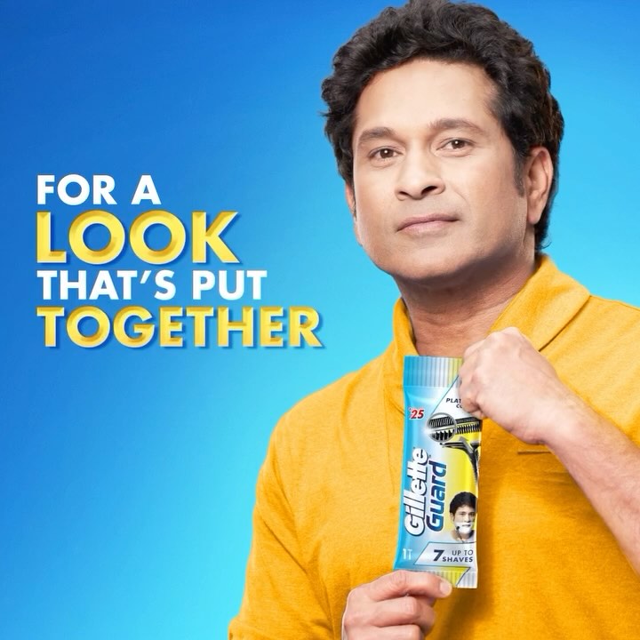 Instagram post by @sachintendulkar for Gillette. Caption reads: When you start with the right strokes, the whole....
