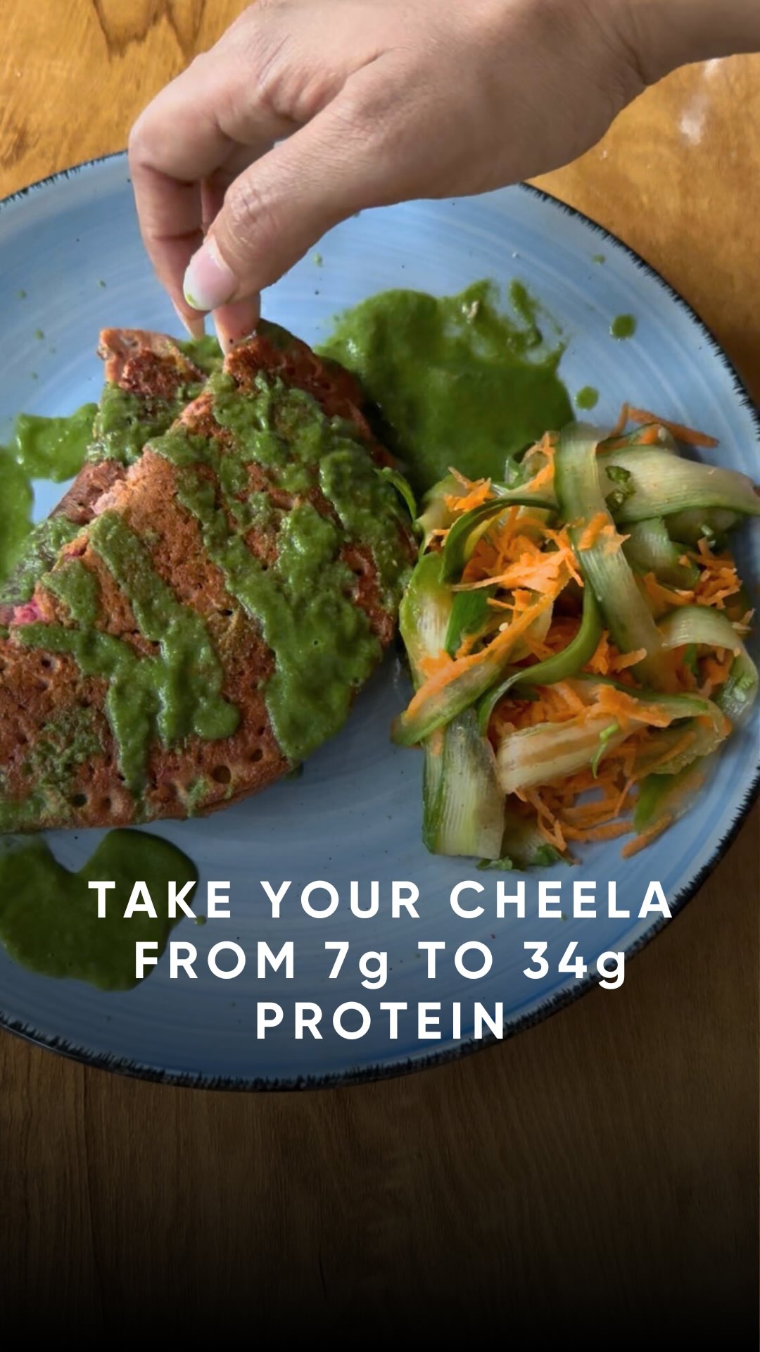 Instagram post by @chitwangarg for OZiva. Caption reads: HIGH PROTEIN CHEELA

✅ Total Calories: ~ 360
✅....