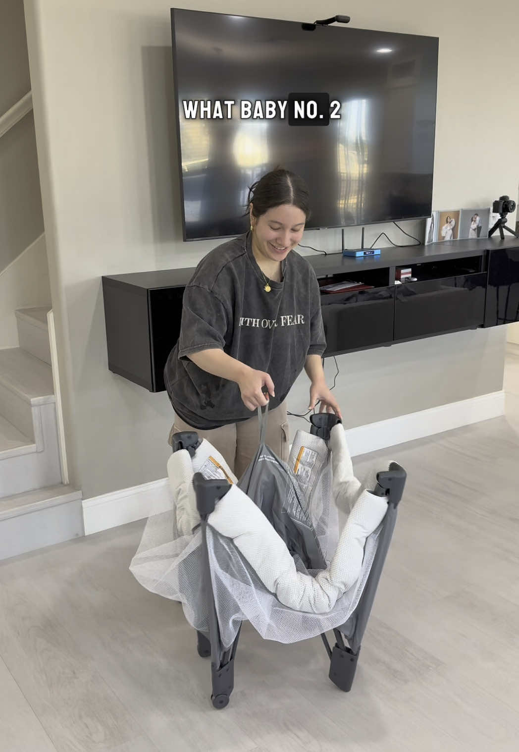 TikTok post by @jessicalemus_ for Baby Trend. Caption reads: We are obsessed with this @Baby Trend 3 in 1 Play....