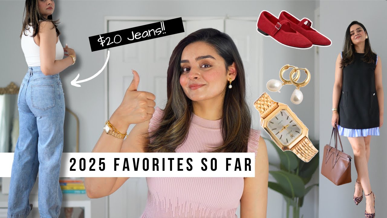 YouTube post by @TheLifestyleCog for Suzy Shier. Caption reads: 2025 Favorites So Far | Most-Worn Shoes, Jewelry,....