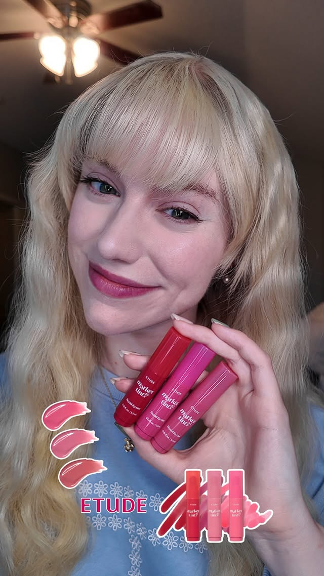 Instagram post by @thesarahbiar for ETUDE. Caption reads: [...] Dear Darling Marker Lip Tints from....