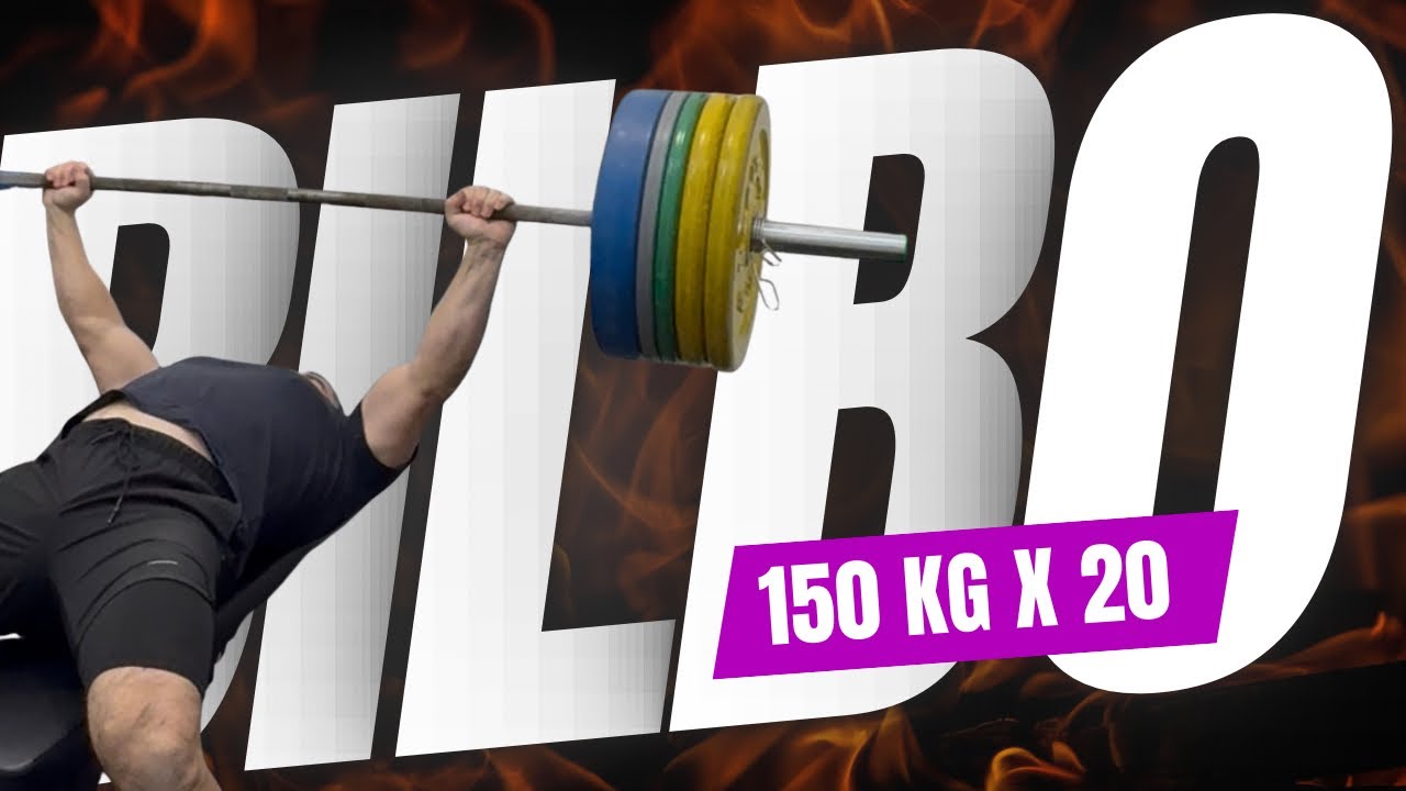 YouTube post by @bilboteam for Prozis. Caption reads: I broke all my records: 150 kg x 20 in the bench....