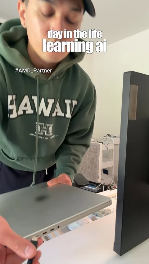 Instagram post by @yourfriendintech for AMD. Caption reads: #AMD_Partner Mini day vlog on how I’m learning....