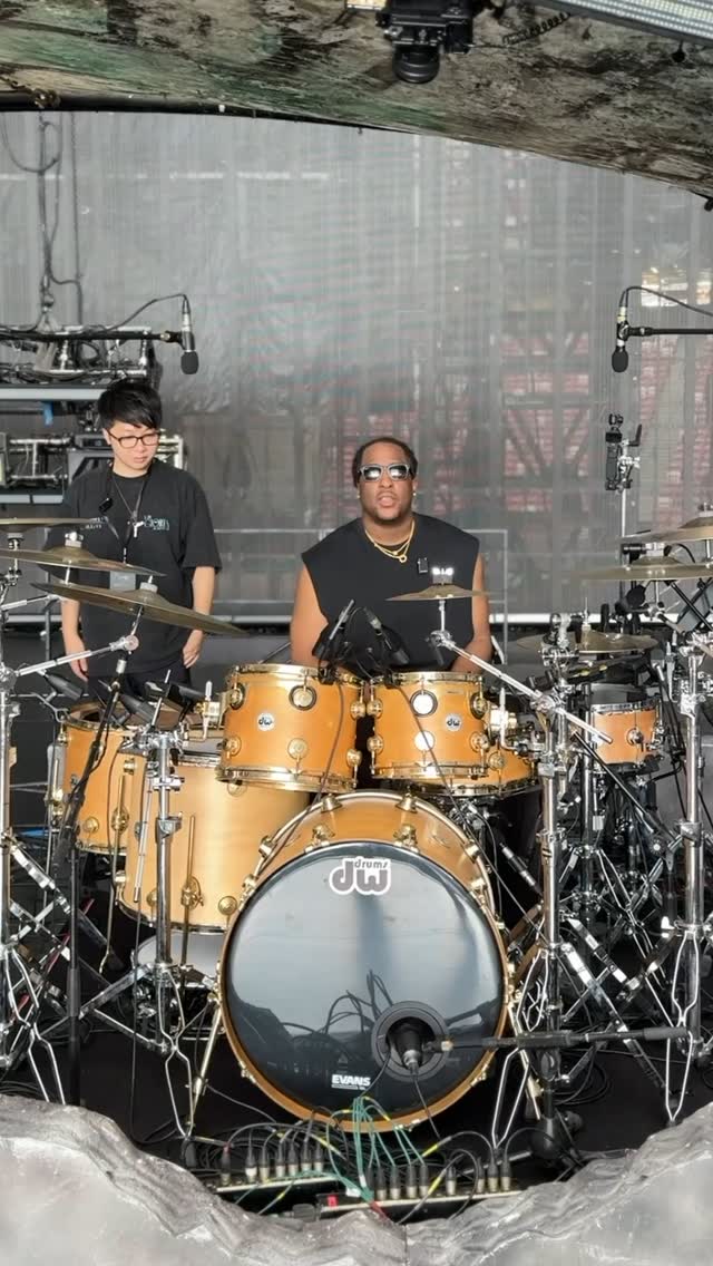 Instagram post by @tonyparkerthedrummer for Sennheiser. Caption reads: Behind the kit with @tonyparkerthedrummer (on tour....