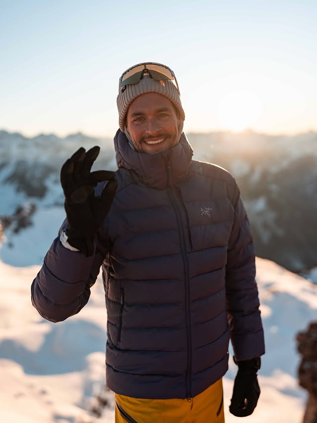 Instagram post by @iambastiano for Garmin. Caption reads: winter sunset 👌🏼😍 nothing beats a sunset on top....
