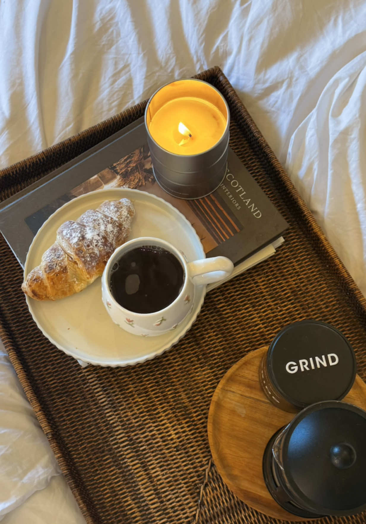 TikTok post by @yourgalhann for Grind. Caption reads: [...] #morningroutine #coffeetime #ad @Grind....