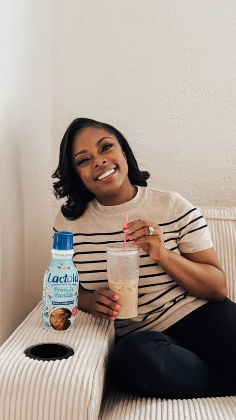 Instagram post by @perfectly_redefined for LACTAID. Caption reads: [...] and romanticize my mornings with @lactaid....