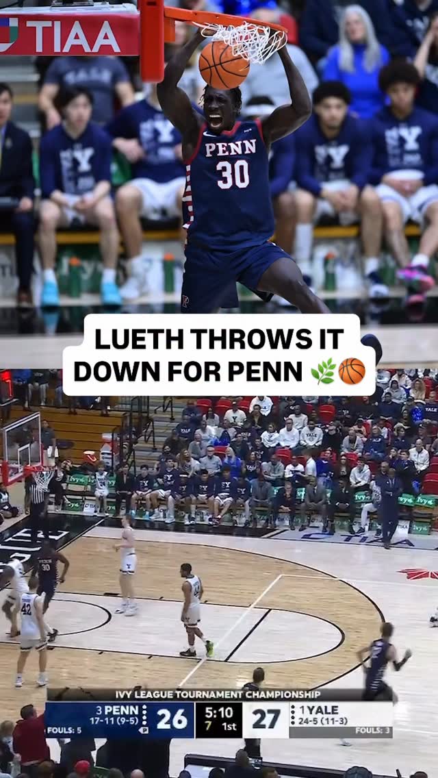 Instagram post by @ivyleague for TIAA. Caption reads: [...] tight one in Ithaca. 🌿🏀 #IvyMadness |....