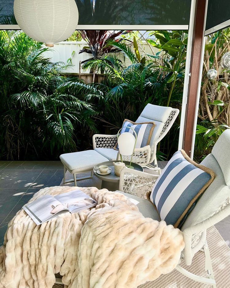 Instagram post by @ourlittleaussiehouse for Battilo Home. Caption reads: ad, I think this faux fur throw blanket, has been....