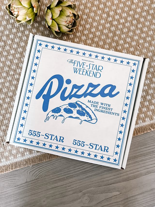 Instagram post by @nicoleinfiction for Peacock. Caption reads: [...] open them. When this pizza box from @peacock....