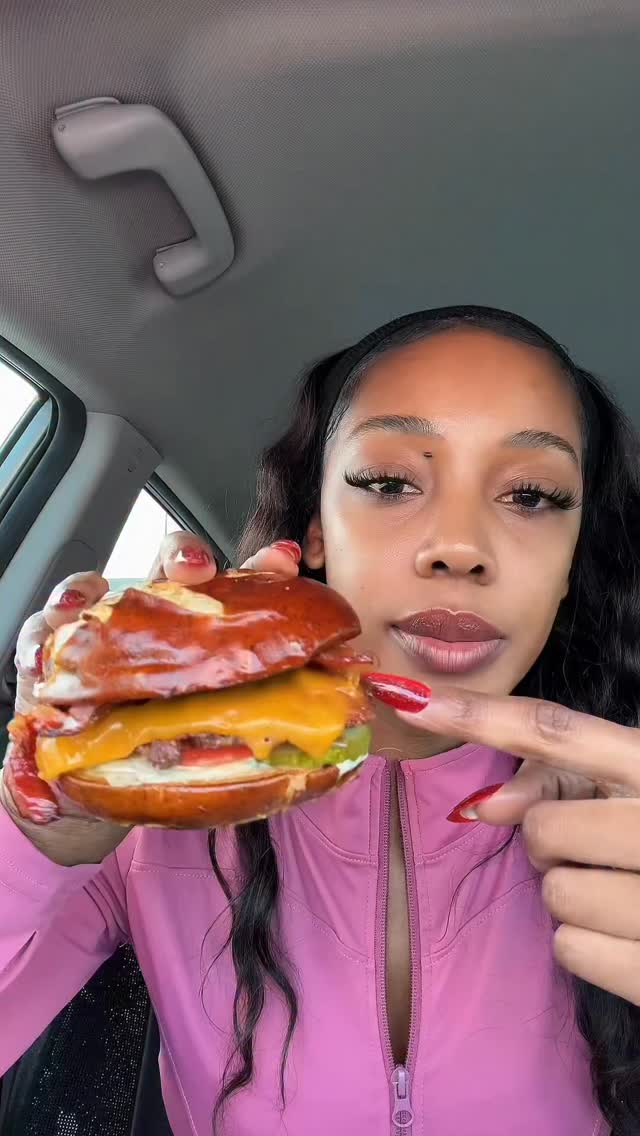 Instagram post by @mukbangwithkay for Culver’s. Caption reads: Trying the pub burger from @culvers 🥨 🍔 ~ do you....