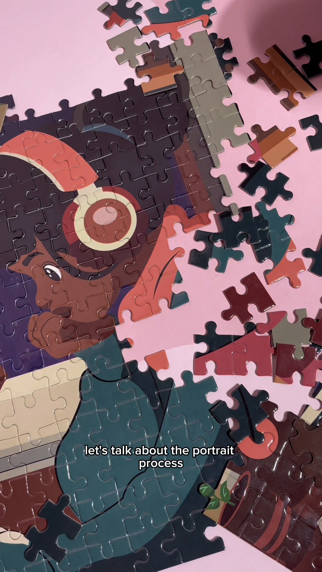 Instagram post by @hippypotter for Adobe Design. Caption reads: Go from portrait ➡️ puzzle using....