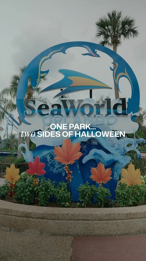 Instagram post by @adambryan for SeaWorld. Caption reads: [...] wraps and Howl-O-Scream takes over....