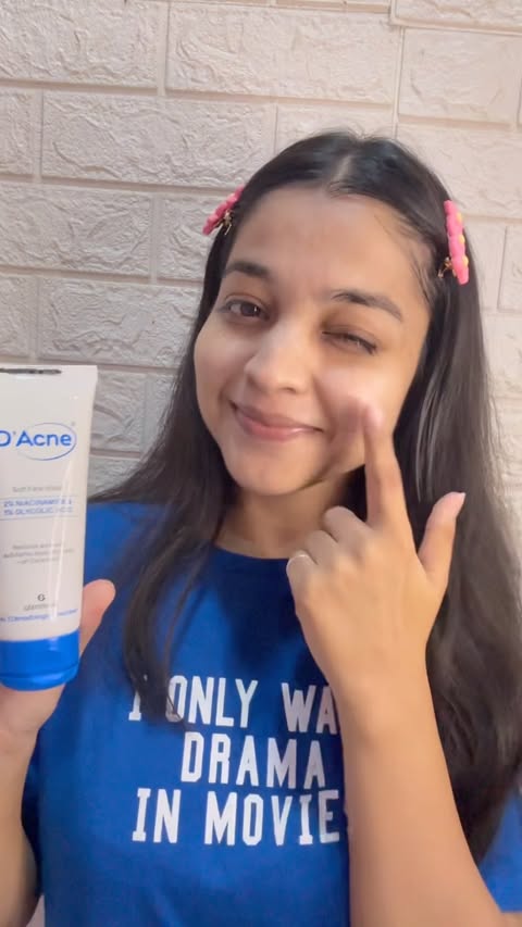 Instagram post by @himanshiaagrawal for D'Acne by Glenmark. Caption reads: I am impressed by Dacne’s claim of visible acne....