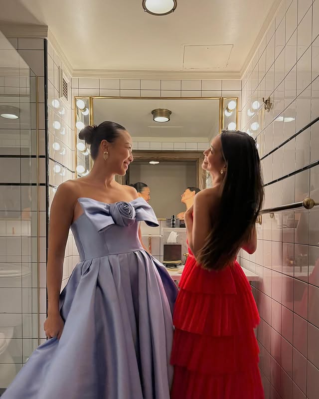 Instagram post by @karunwen for Hutch. Caption reads: [...] celebrate galentine’s day 💃🏻❤️ wearing....