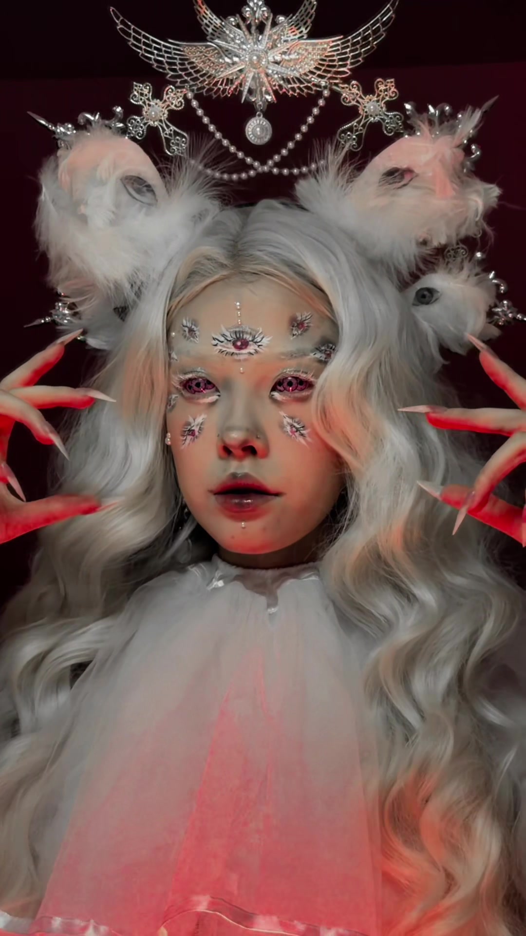 TikTok post by @xoanyvn for PinkyParadise. Caption reads: I see you #angelmakeup #angel....