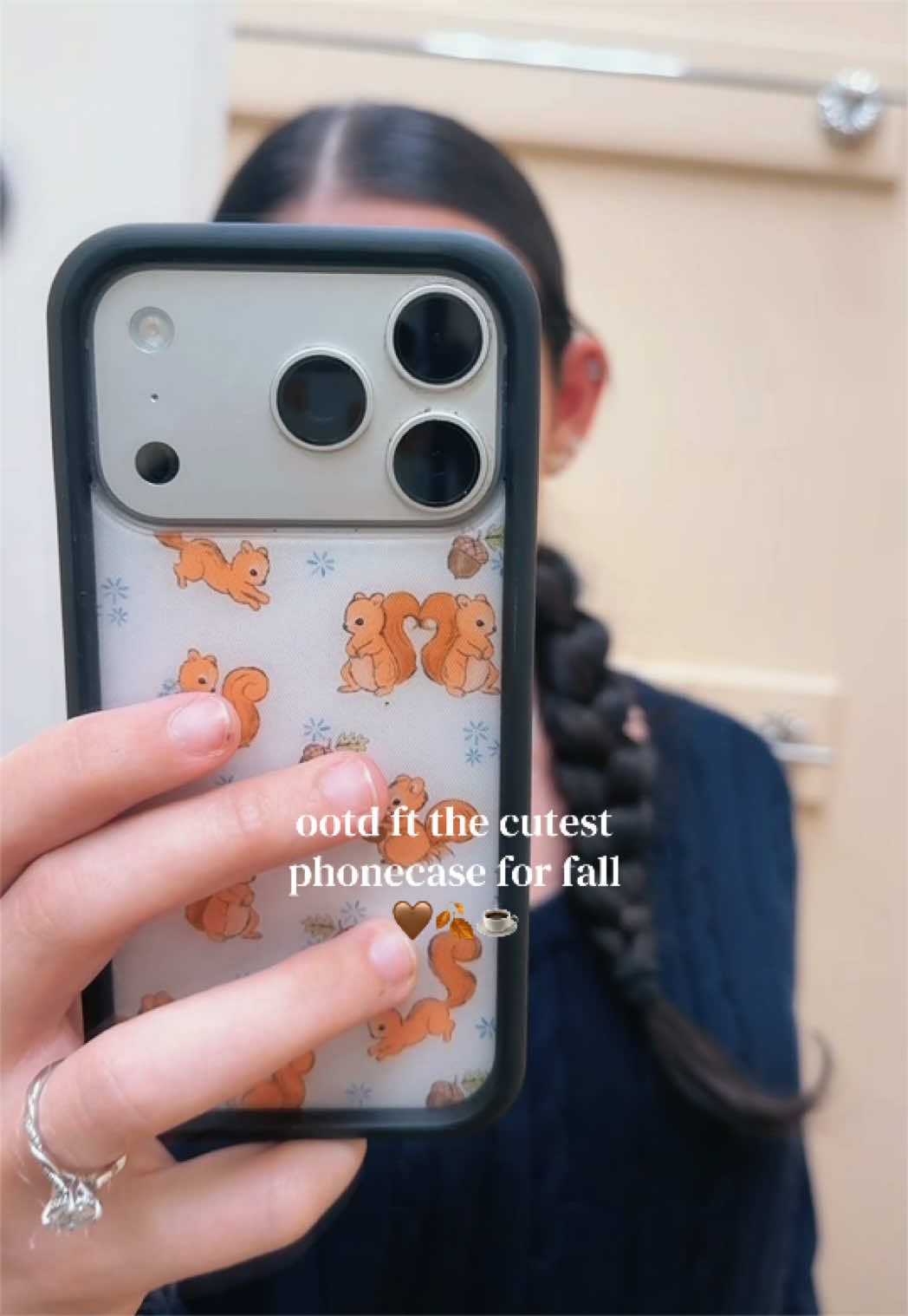 TikTok post by @uluvaves for Wildflower Cases. Caption reads: @Wildflower Cases the cutest case ever! 🐿️ 🍂🤎....