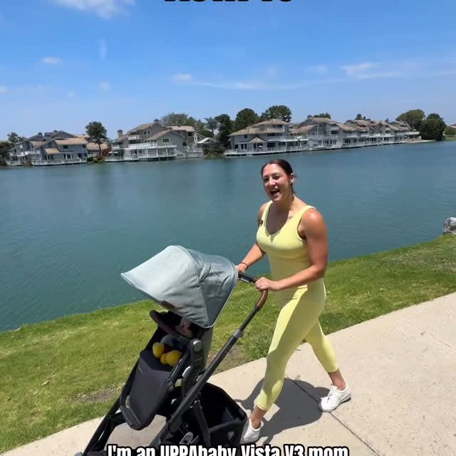 Instagram post by @mobile_mama_reviews for UPPAbaby. Caption reads: Are you an UPPAbaby Vista V3 mom?

#UPPAbaby....