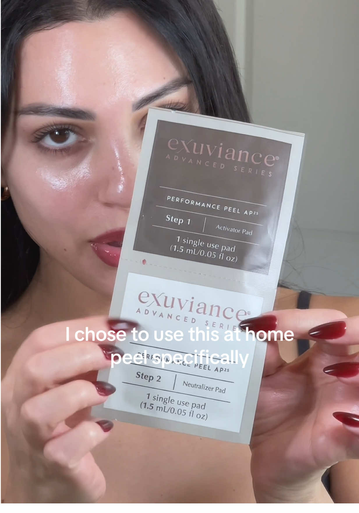 TikTok post by @layallure for Exuviance. Caption reads: Finally, an at home chemical peel that I can....