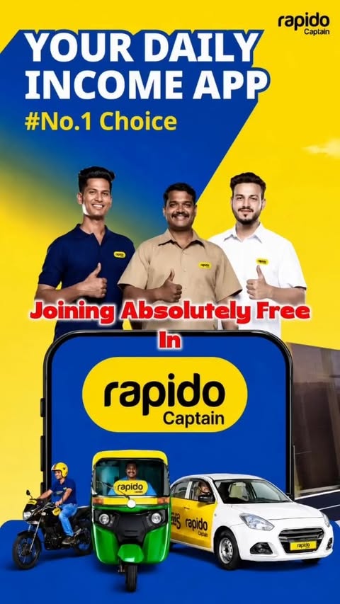 Instagram post by @ghazipur_official_ for Rapido. Caption reads: Ride with pride as a Rapido Captain Earn daily....