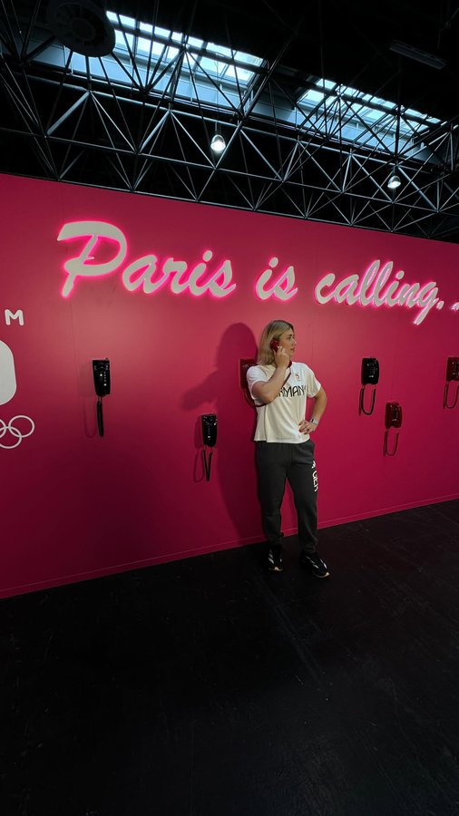 Instagram post by @pauline_grabosch for EDEKA. Caption reads: Yesterday we got our kit for the Olympic Games in....