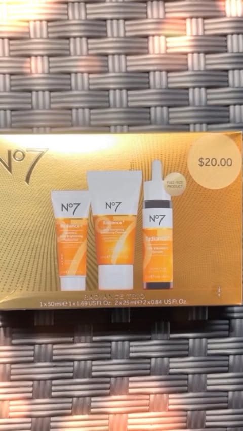 Instagram post by @mandib8803 for No7 USA. Caption reads: [...] gifted this No7 Radiance+ collection by....
