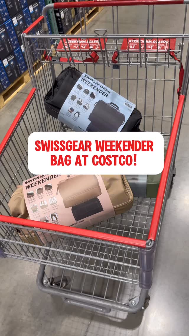 Instagram post by @costcoguide for SWISSGEAR. Caption reads: “The Weekender”  bag by @swissgear is back at....