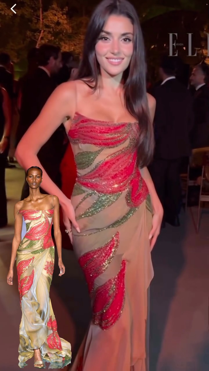 Instagram post by @dizikiyafeti for ELIE SAAB. Caption reads: Hande Erçel, Lübnan’da modacı Elie Saab’ın oğlunun....