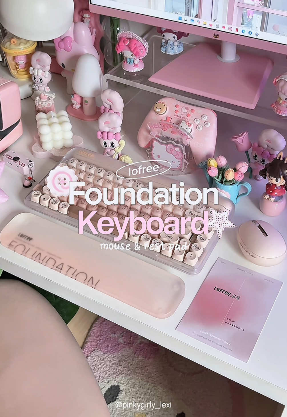 TikTok post by @lexic_c for Lofree. Caption reads: meet my new desk cuties 🎀✨ — The @LOFREE Official....