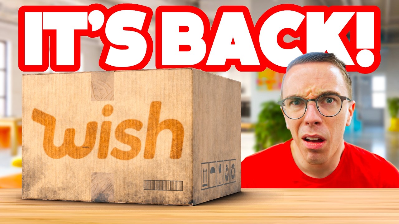 YouTube post by @austinevans for Wish. Caption reads: I Bought the WILDEST Tech from Wish.com….