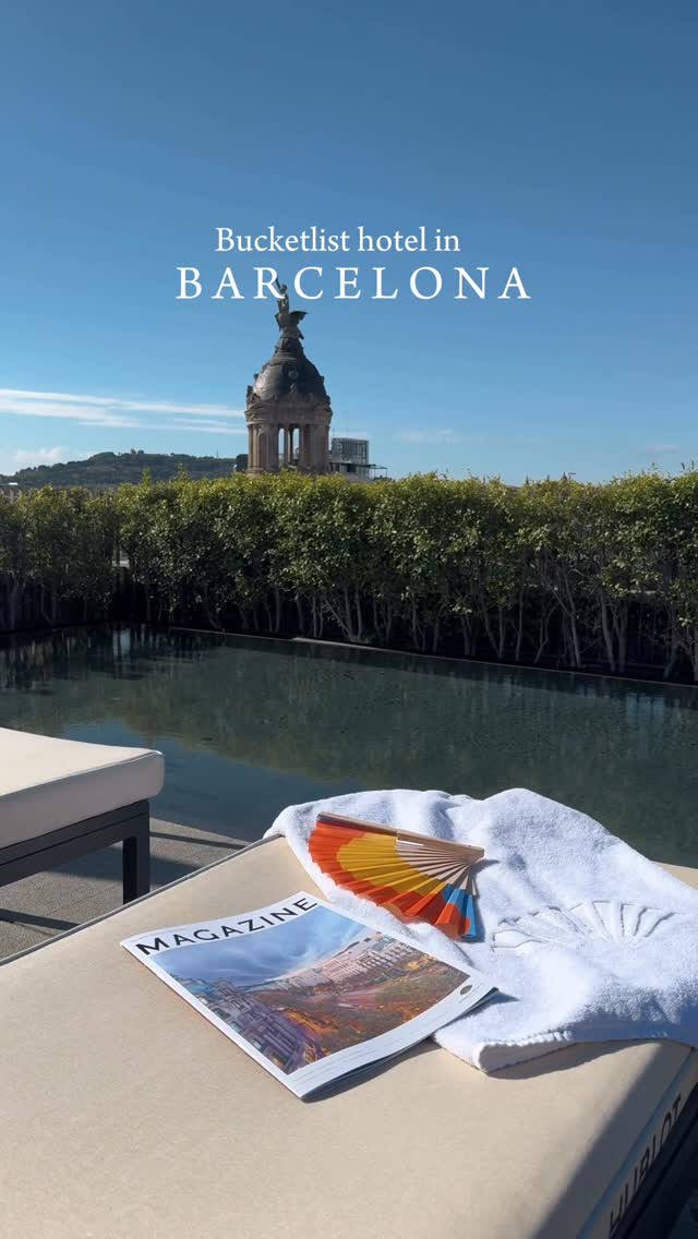 Instagram post by @_fenik_ for Mandarin Oriental. Caption reads: Living the dream in Barcelona 🪭 From sunrise....