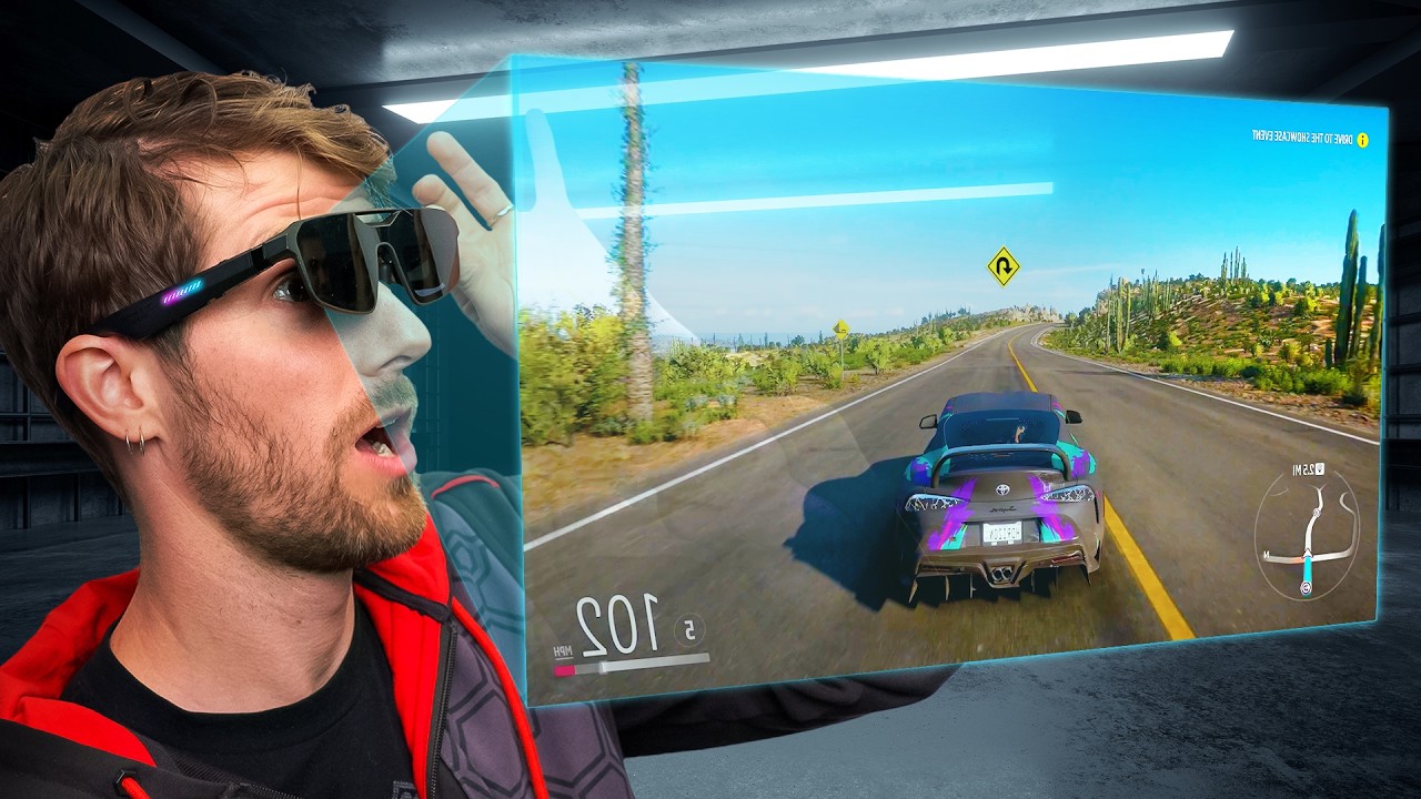 YouTube post by @LinusTechTips for Dbrand. Caption reads: ASUS Made Big Screen Glasses For Gamers.