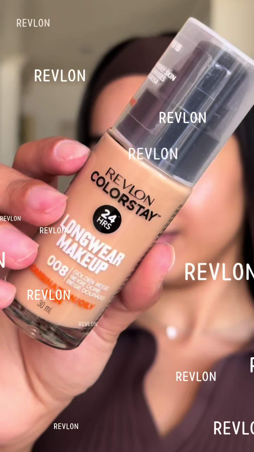 TikTok post by @koko_adams for Revlon. Caption reads: [...] #beauty #makeup #transition #revlon @Revlon....