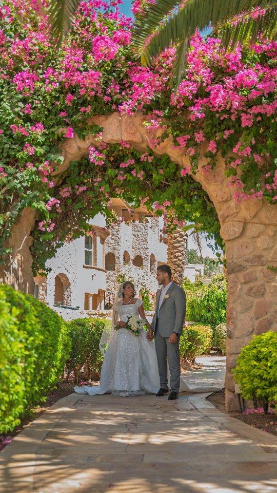 Instagram post by @movenpickaqaba for Hertz. Caption reads: Where dream weddings meet the Red Sea. From....