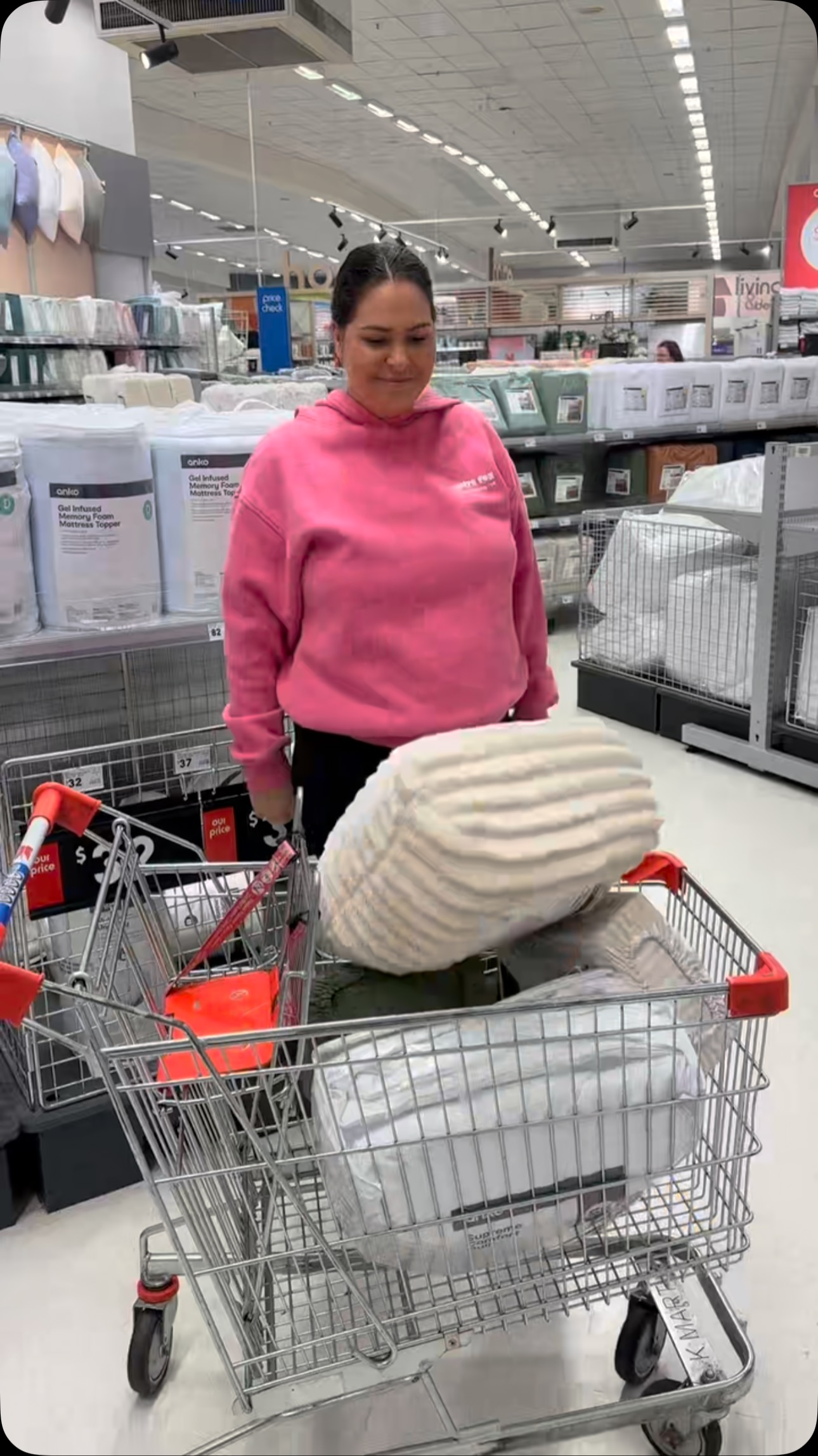 Instagram post by @thebishbunch for Kmart. Caption reads: The trolley took over. I was just a passenger 🙈....