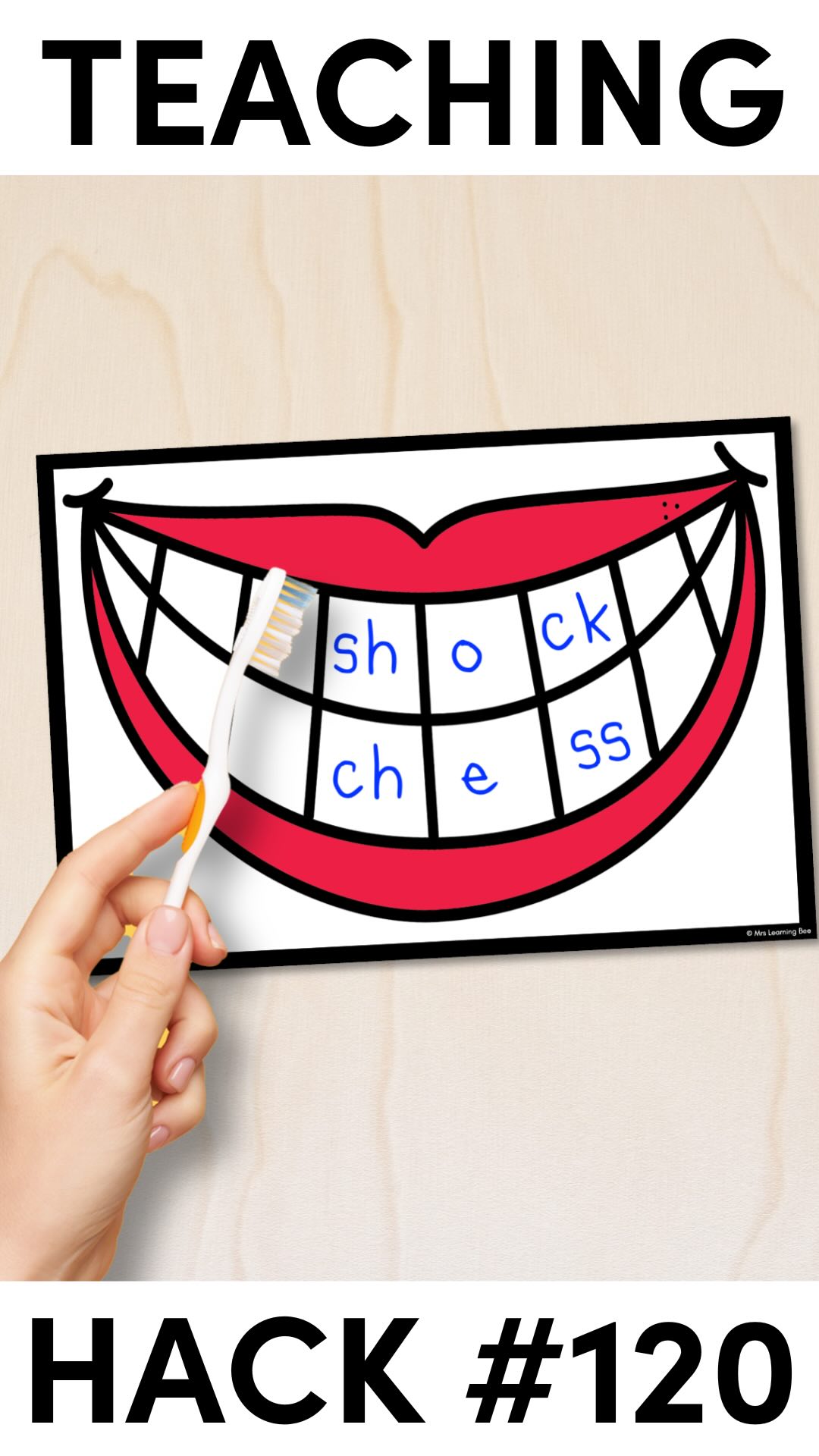 Instagram post by @mrslearningbee for Officeworks. Caption reads: Follow for more ideas + comment TEETH for this....