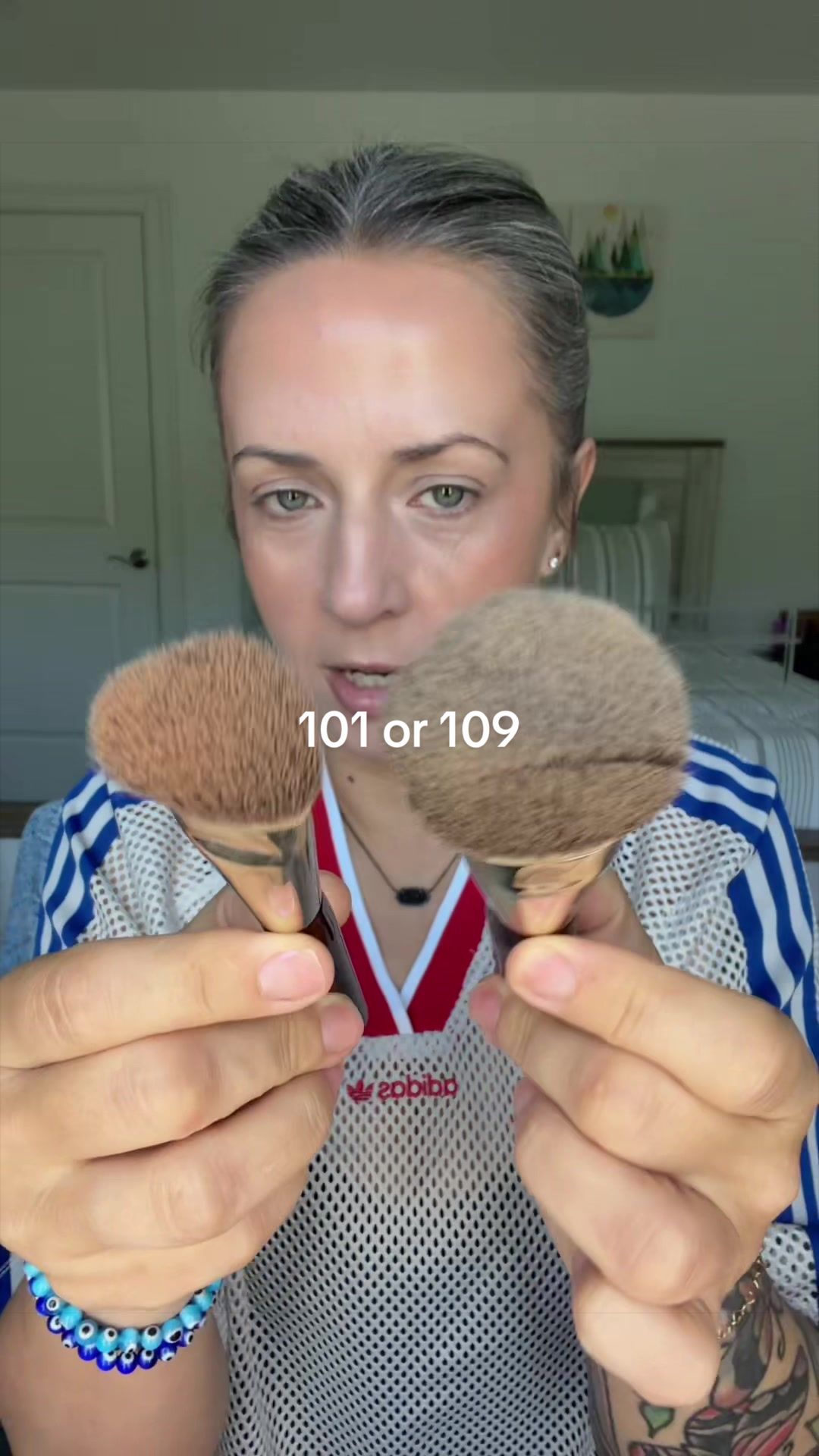 TikTok post by @kellyrosesarno for BK Beauty. Caption reads: Are you a @BK Beauty Brushes 101 or a #bkbeauty....